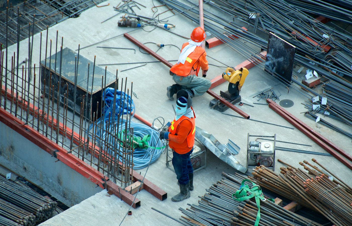 A crew in high-visibility safety gear