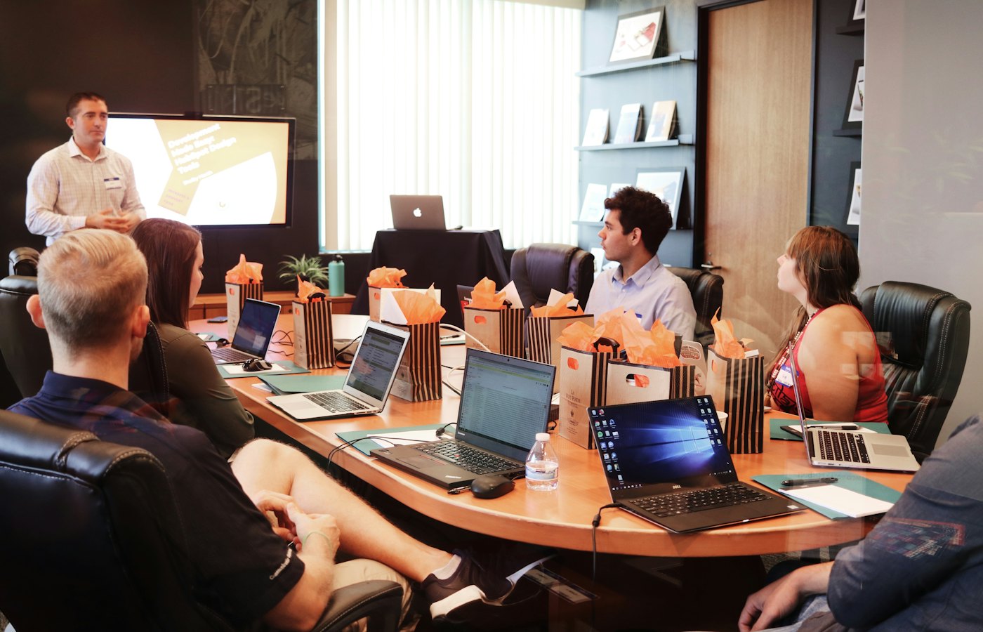 Boardroom presentation on a large display